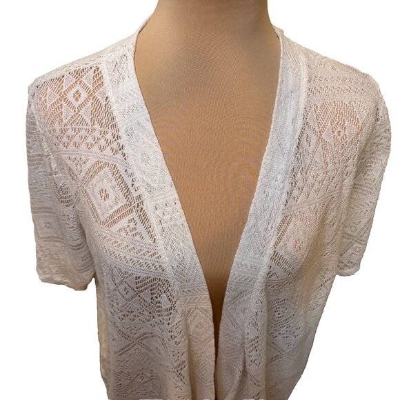 Hollister Women's White Lace Open Front Cardigan Swim Coverup One Size #185 - Picture 3 of 8